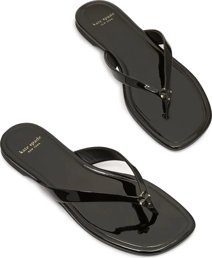 Spade Flower Patent Leather Flip Flop - Image 10