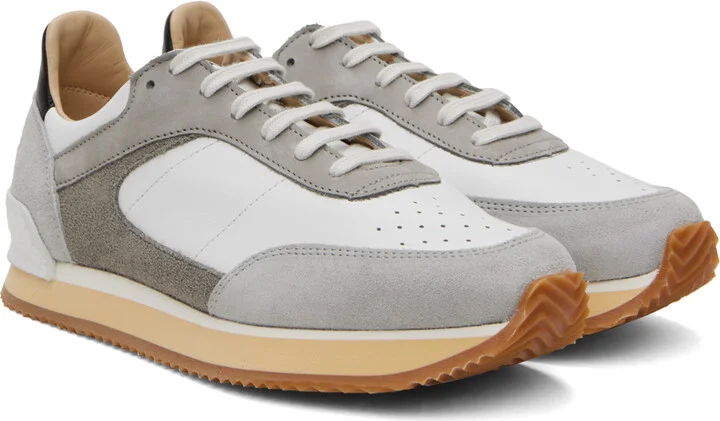 Spalwart White & Gray Dash Low Sneakers - Image 4