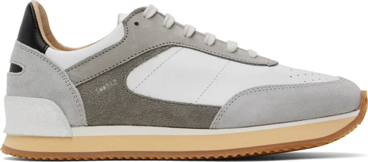 Spalwart White & Gray Dash Low Sneakers