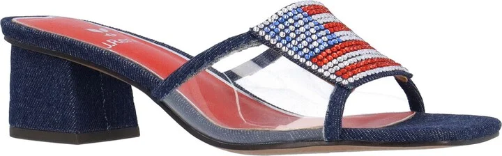 Spangle Block Heel Sandal