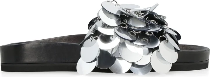 Sparkle Leather Slides With Decorative Applique - Image 2