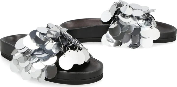Sparkle Leather Slides With Decorative Applique - Image 3