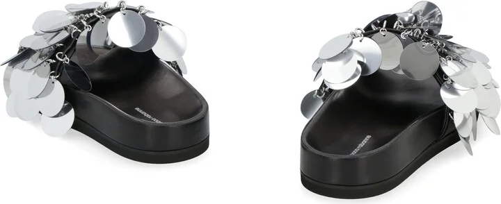 Sparkle Leather Slides With Decorative Applique - Image 4