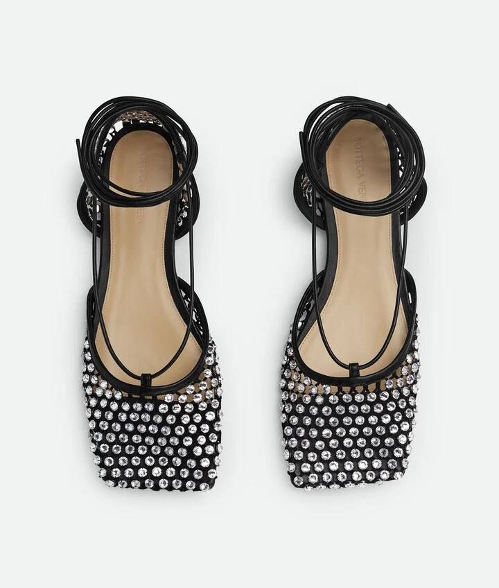 Sparkle Stretch Lace-Up Flat Sandal - Image 4