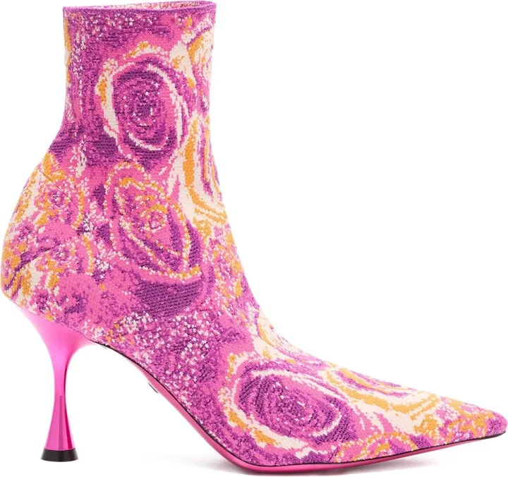 Sparkling Floral Ankle Boots