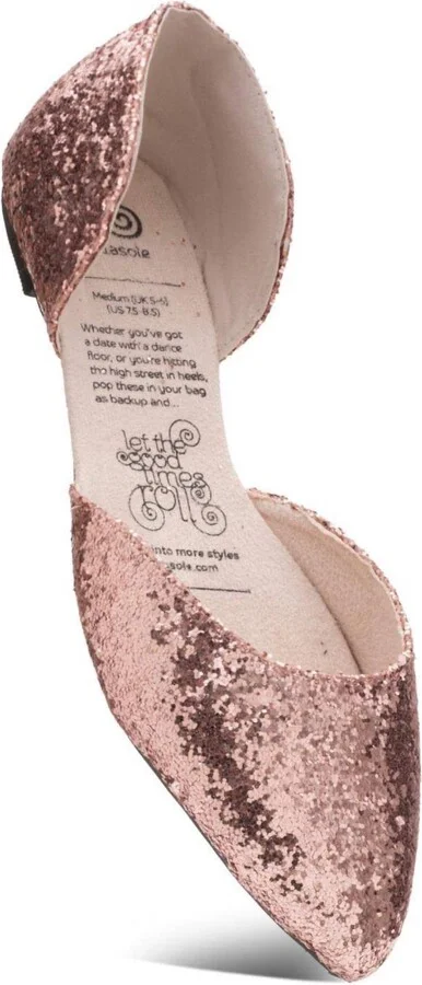Sparkling Rose' Roll-A-Soles Shoes In Rose Gold