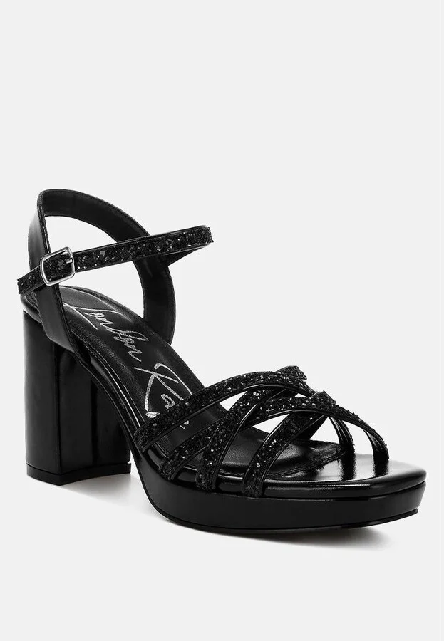 Sparks Fly Glitter Strappy Block Sandals - Image 2