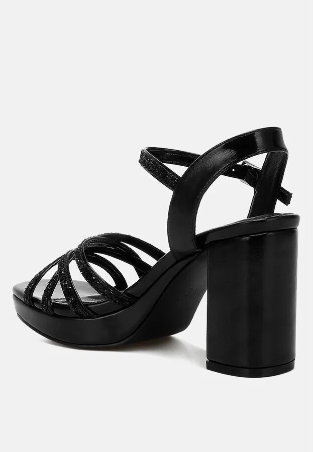Sparks Fly Glitter Strappy Block Sandals - Image 3