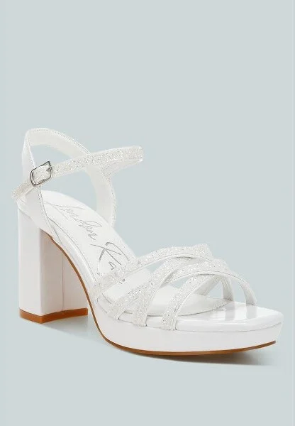 Sparks Fly Glitter Strappy Block Sandals Women - Image 2