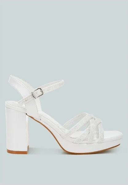 Sparks Fly Glitter Strappy Block Sandals Women