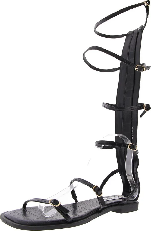 Spartan Womens Zipper Faux Leather Gladiator Sandals