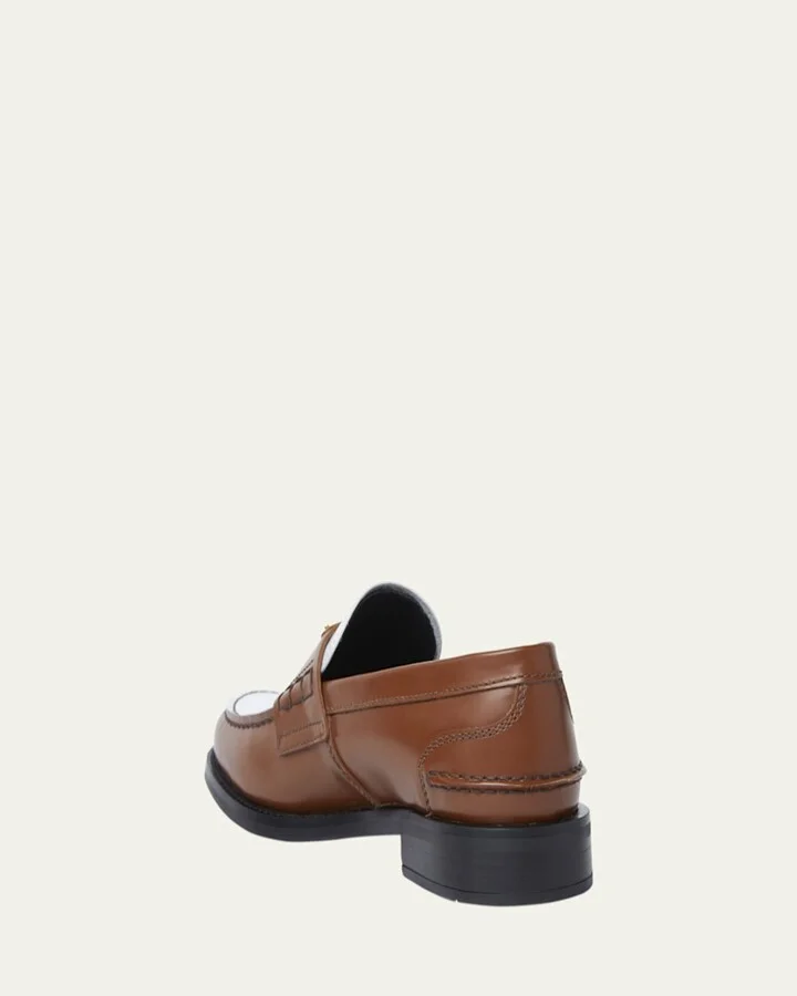 Spazzolato Bicolor Triangle Logo Loafers - Image 3