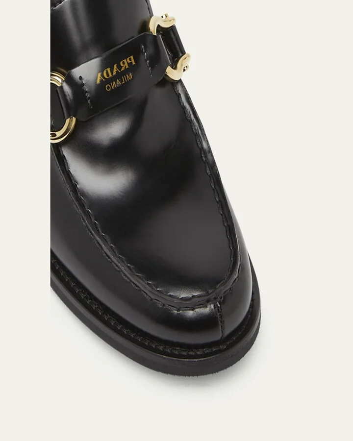 Spazzolato Leather Horsebit Loafers - Image 3