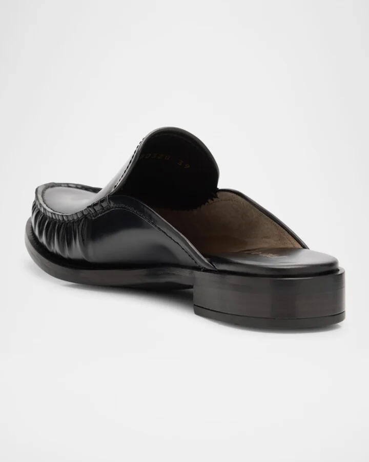 Spazzolato Leather Loafer Mules - Image 5