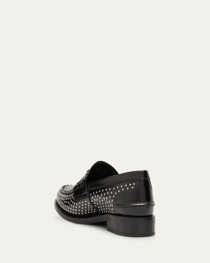 Spazzolato Leather Studded Loafers - Image 5
