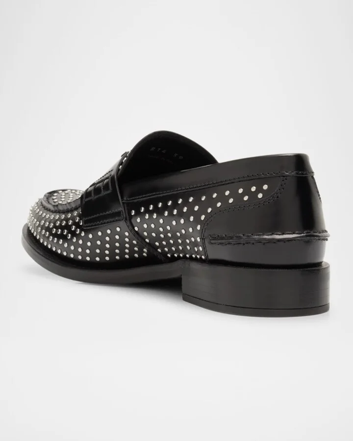 Spazzolato Leather Studded Loafers - Image 6