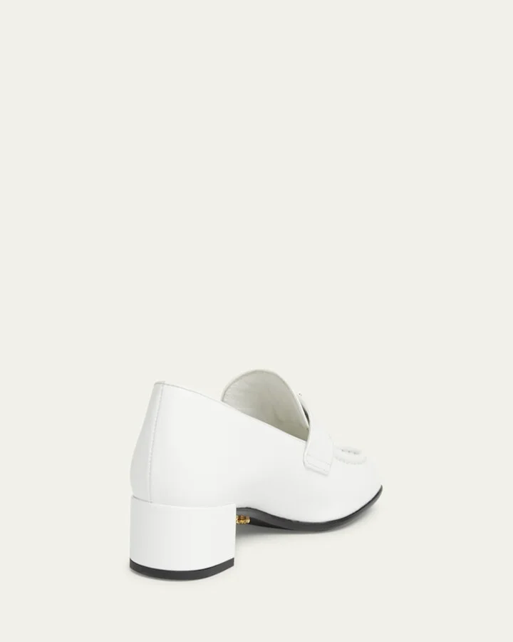 Spazzolato Leather Triangle Logo Loafers - Image 7