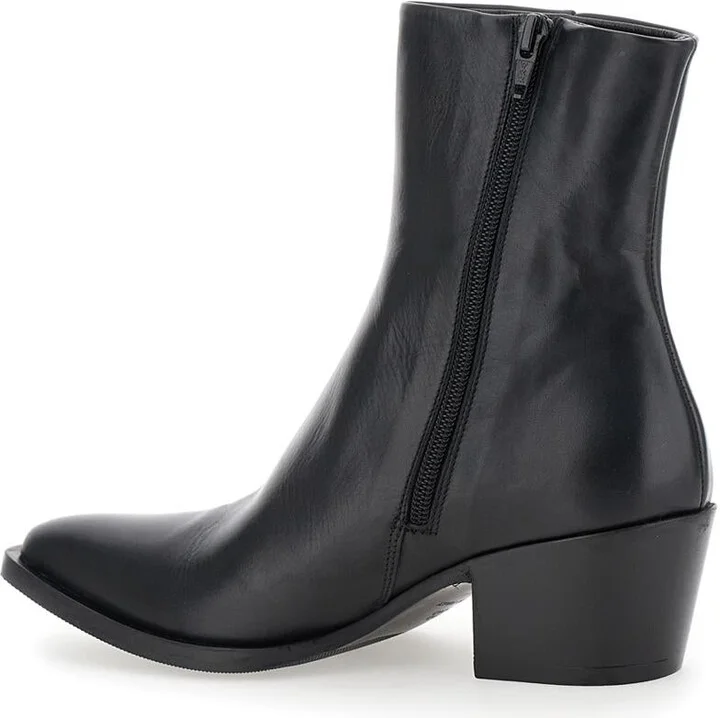 'Spectra' Black Ankle Boots In Leather Woman - Image 3