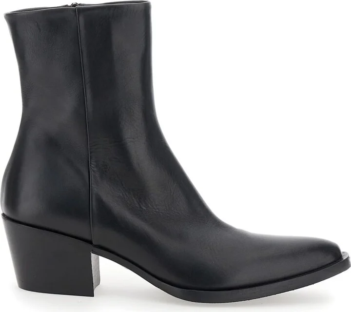 'spectra' Black Ankle Boots In Leather Woman