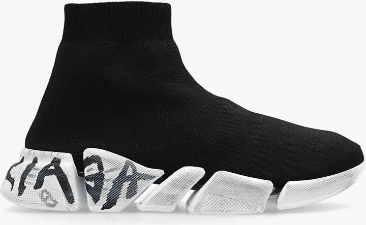 ‘Speed 2.0 Graffiti’ Sock Sneakers, , - Black