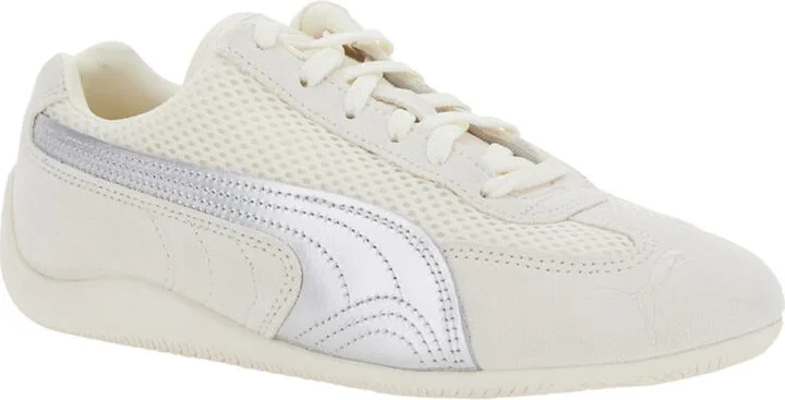 'Speedcat' Beige Low Top Sneakers With Logo Patch On The Tongue And Formstrip Logo Detail On The Sidei N Leather And Mesh Unisex - Image 2