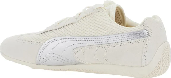 'Speedcat' Beige Low Top Sneakers With Logo Patch On The Tongue And Formstrip Logo Detail On The Sidei N Leather And Mesh Unisex - Image 3