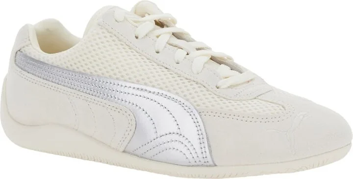 'speedcat' Beige Low Top Sneakers With Logo Patch On The Tongue And Formstrip Logo Detail On The Sidei N Leather And Mesh Unisex - Image 2