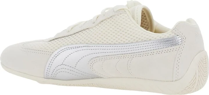 'speedcat' Beige Low Top Sneakers With Logo Patch On The Tongue And Formstrip Logo Detail On The Sidei N Leather And Mesh Unisex - Image 3