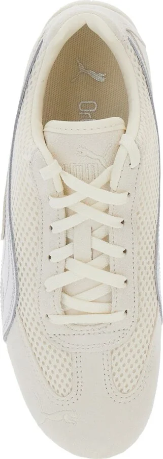 'speedcat' Beige Low Top Sneakers With Logo Patch On The Tongue And Formstrip Logo Detail On The Sidei N Leather And Mesh Unisex - Image 4
