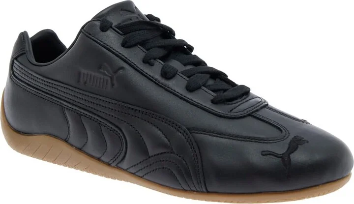 'speedcat' Black Low Top Sneakers With Embossed Logo On The Tongue And Contrasting Sole In Leather Unisex - Image 2