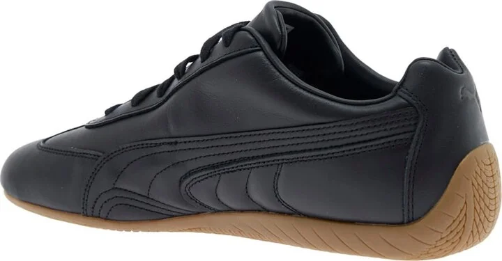 'speedcat' Black Low Top Sneakers With Embossed Logo On The Tongue And Contrasting Sole In Leather Unisex - Image 3