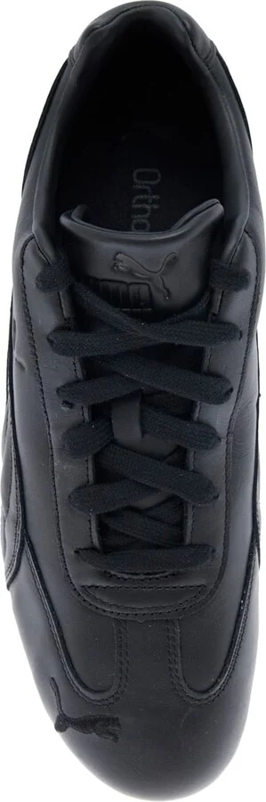 'speedcat' Black Low Top Sneakers With Embossed Logo On The Tongue And Contrasting Sole In Leather Unisex - Image 4