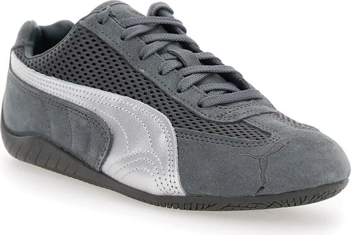 'Speedcat' Grey Low Top Sneakers With Logo Patch On The Tongue And Formstrip Logo Detail On The Sidei N Leather And Mesh Unisex - Image 2