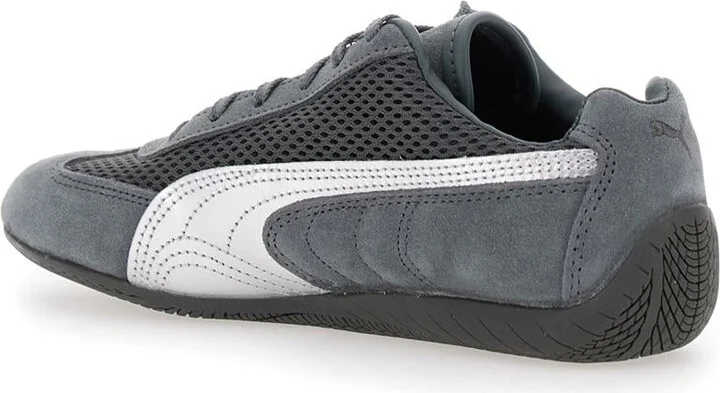 'Speedcat' Grey Low Top Sneakers With Logo Patch On The Tongue And Formstrip Logo Detail On The Sidei N Leather And Mesh Unisex - Image 3