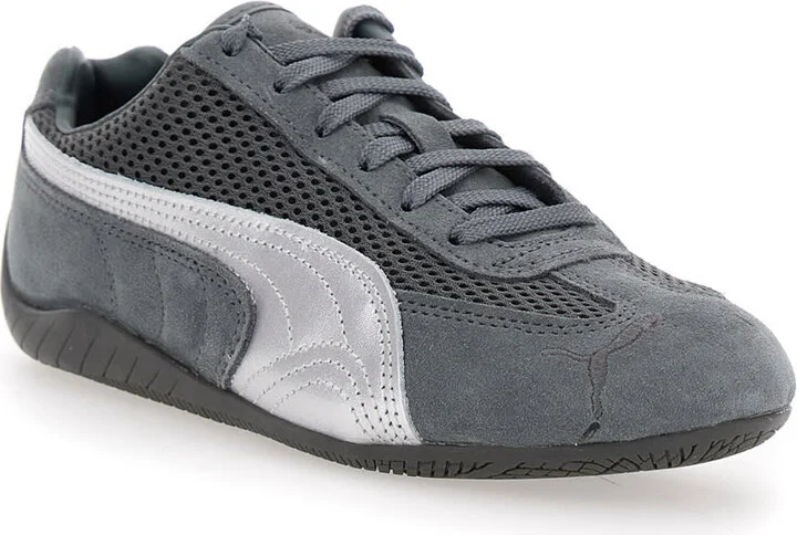 'speedcat' Grey Low Top Sneakers With Logo Patch On The Tongue And Formstrip Logo Detail On The Sidei N Leather And Mesh Unisex - Image 2