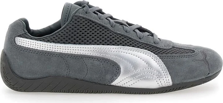 'Speedcat' Grey Low Top Sneakers With Logo Patch On The Tongue And Formstrip Logo Detail On The Sidei N Leather And Mesh Unisex