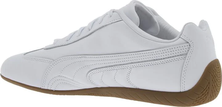 'Speedcat' White Low Top Sneakers With Embossed Logo On The Tongue And Contrasting Sole In Leather Unisex - Image 3