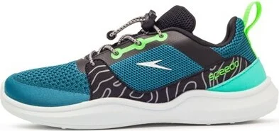 Speedo Junior Watertrek - Green/Black : Lace Up Abstract Water Shoes with Flexible Outsole - Image 2
