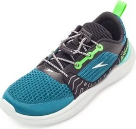 Speedo Junior Watertrek - Green/Black : Lace Up Abstract Water Shoes with Flexible Outsole