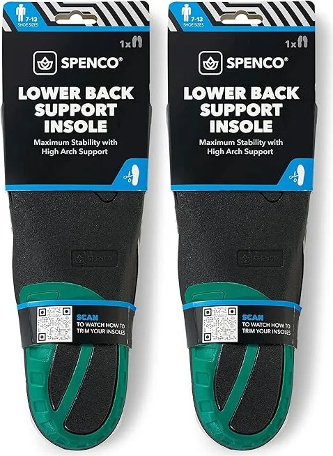 Spenco Spenco Back Support TTF 2Pk Insoles Foot Care Black : OSFM (Men's Shoe 7-13), Textile - Image 3