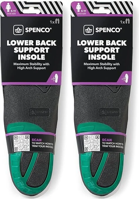 Spenco Spenco Back Support TTF 2Pk Women's Insoles Accessories Shoes Black : OSFM (US Women's Shoe 5-11) M, Textile - Image 3