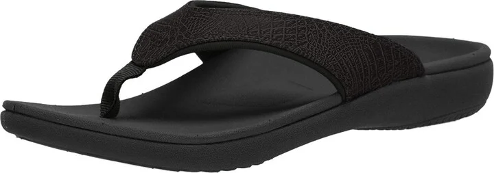 Spenco Women's Yumi 2 Croco Sandal Flip-Flop Black 6 Medium US