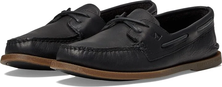 Sperry A/O 2-Eye Cross Lace Men's Lace up casual Shoes Black : 8.5 M (D), Leather
