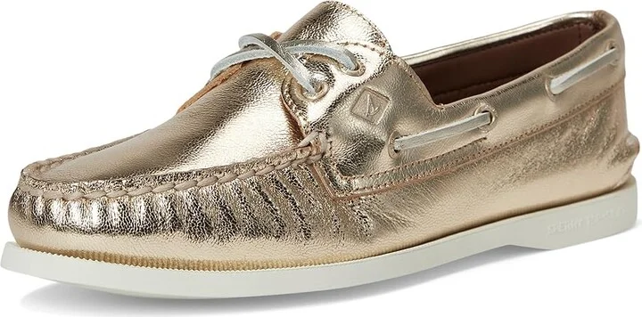 Sperry AO 2 Eye Women's Flat Shoes Gold : 6.5 M (B), Leather - Image 5