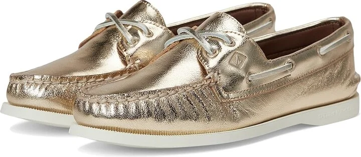 Sperry AO 2 Eye Women's Flat Shoes Gold : 6.5 M (B), Leather