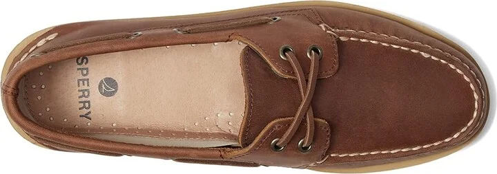 Sperry Authentic Original Double Sole Cross Lace Men's Shoes Dark Tan : 7 M (D), Leather - Image 2