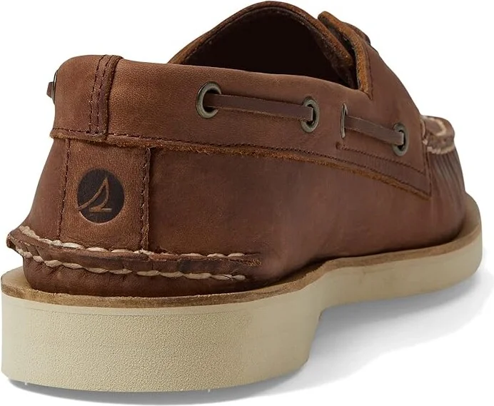 Sperry Authentic Original Double Sole Cross Lace Men's Shoes Dark Tan : 7 M (D), Leather - Image 4