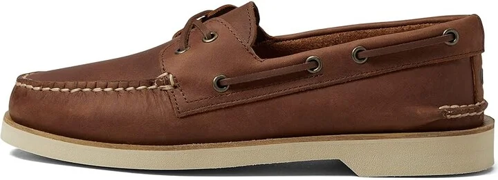 Sperry Authentic Original Double Sole Cross Lace Men's Shoes Dark Tan : 7 M (D), Leather - Image 6
