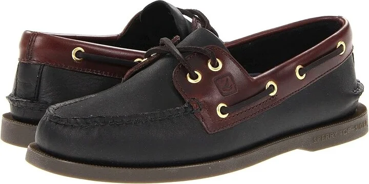 Sperry Authentic Original Men's Lace up casual Shoes Black/Amaretto : 15 M (D), Leather