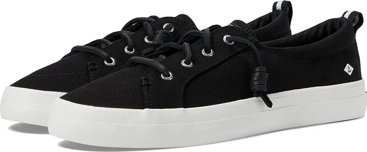 Sperry Crest Vibe Washed Linen Women's Lace up casual Shoes Black : 5.5 M (B), Canvas